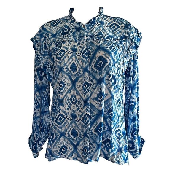 Tolani Collection Long-Sleeve Button Down Blouse - Picture 3 of 5